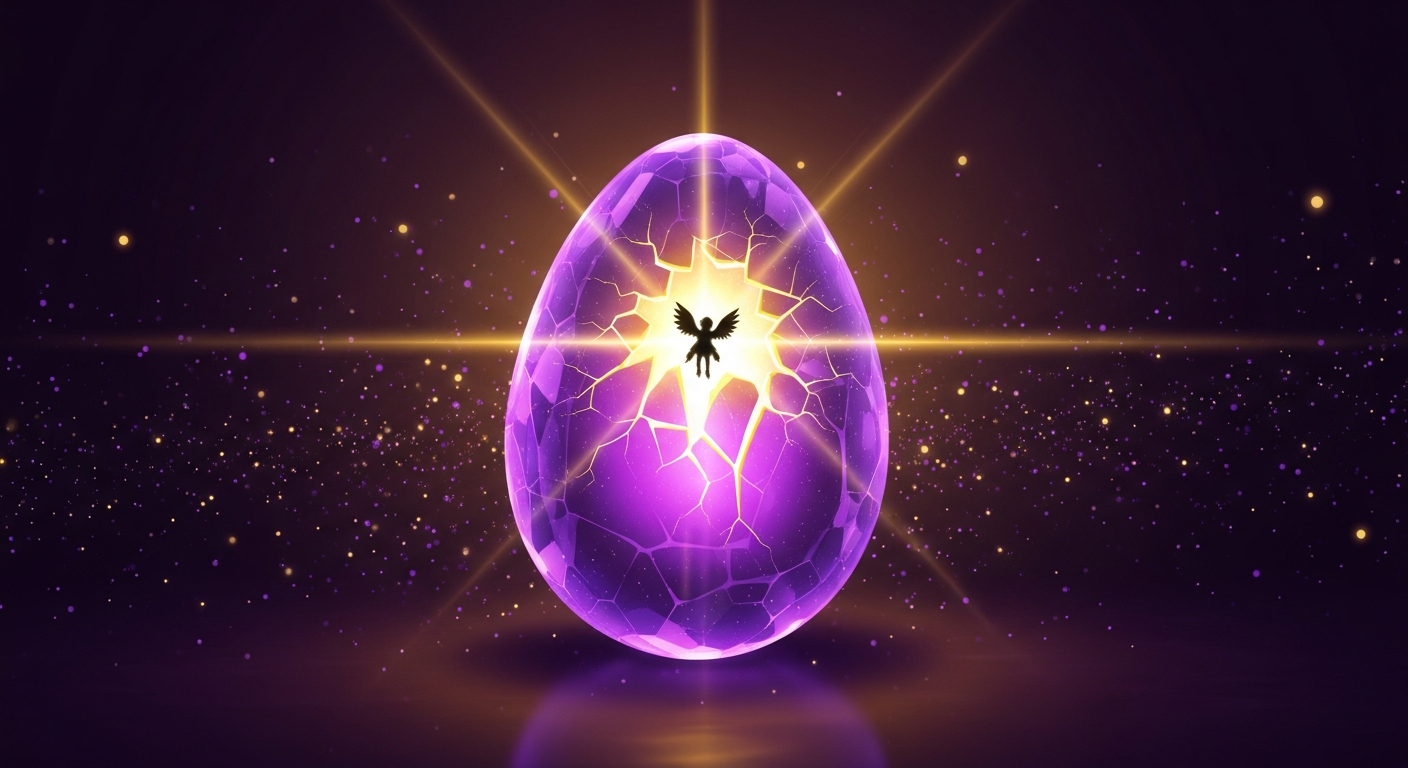 A glowing starling companion creature in a purple terminal